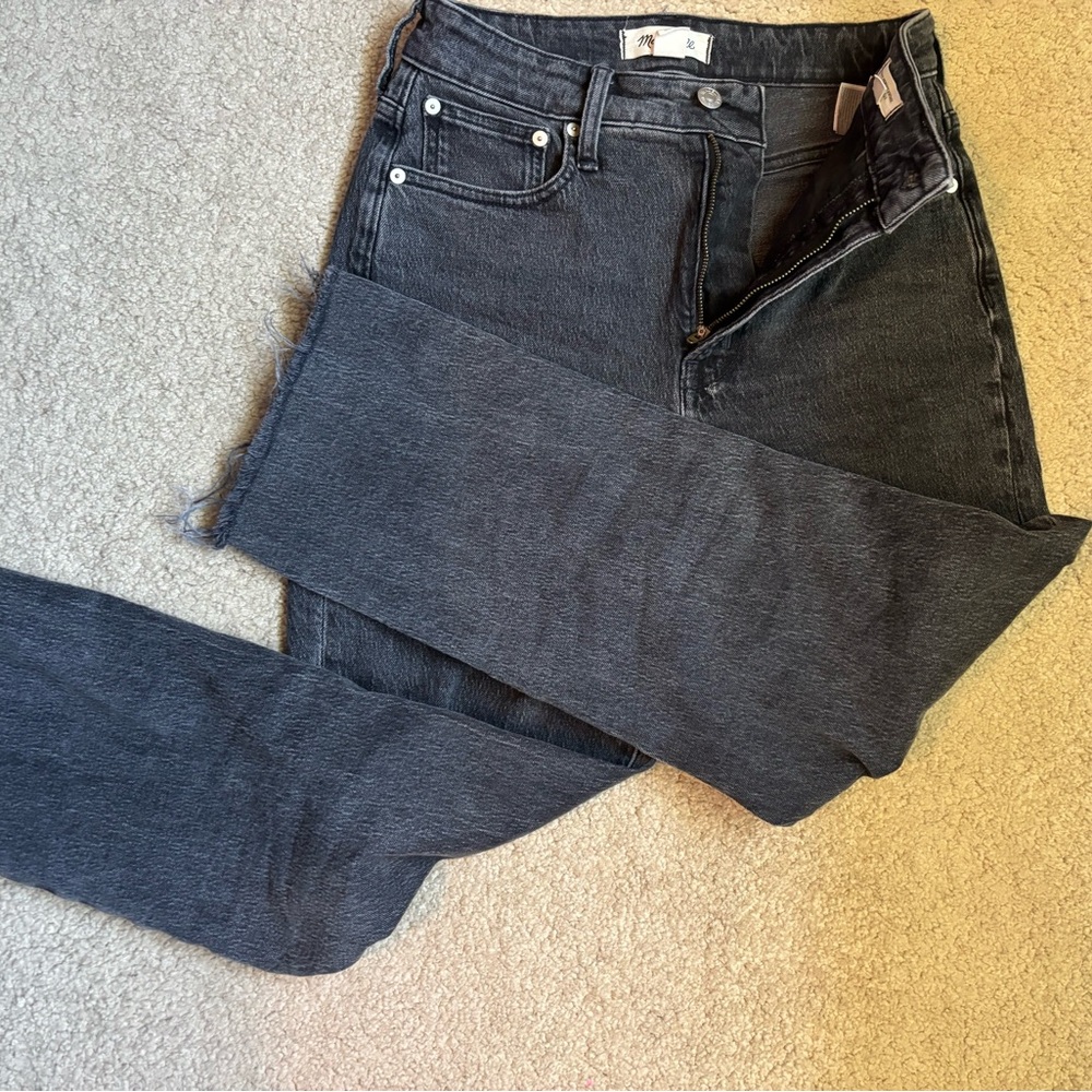 Madewell Curvy Perfect Vintage Straight Jean - Black, Size 26 w/ raw hem